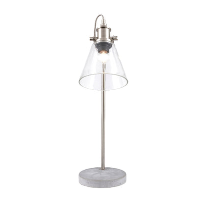 Chaplin Concrete & Chrome Desk Table Lamp with Glass Shade