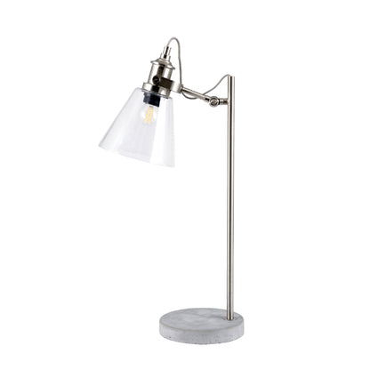 Chaplin Concrete & Chrome Desk Table Lamp with Glass Shade