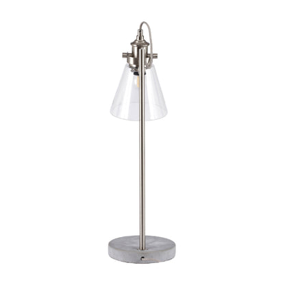 Chaplin Concrete & Chrome Desk Table Lamp with Glass Shade