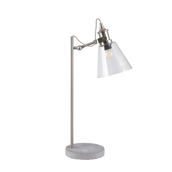 Chaplin Concrete & Chrome Desk Table Lamp with Glass Shade