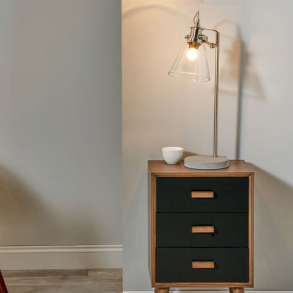 Chaplin Concrete & Chrome Desk Table Lamp with Glass Shade