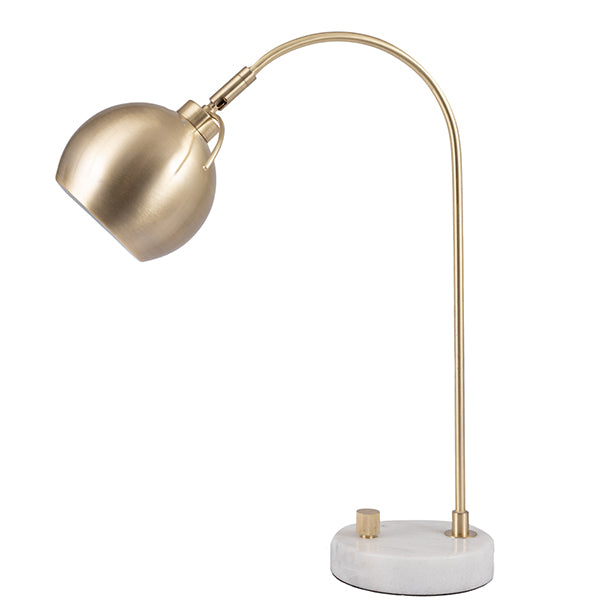 Feliciani Brushed Brass & Marble Desk Table Lamp