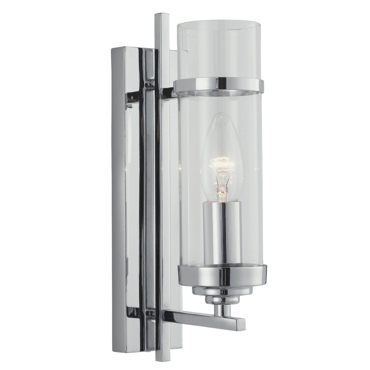 Milo Polished Chrome and Clear Glass Cylinder Wall Light