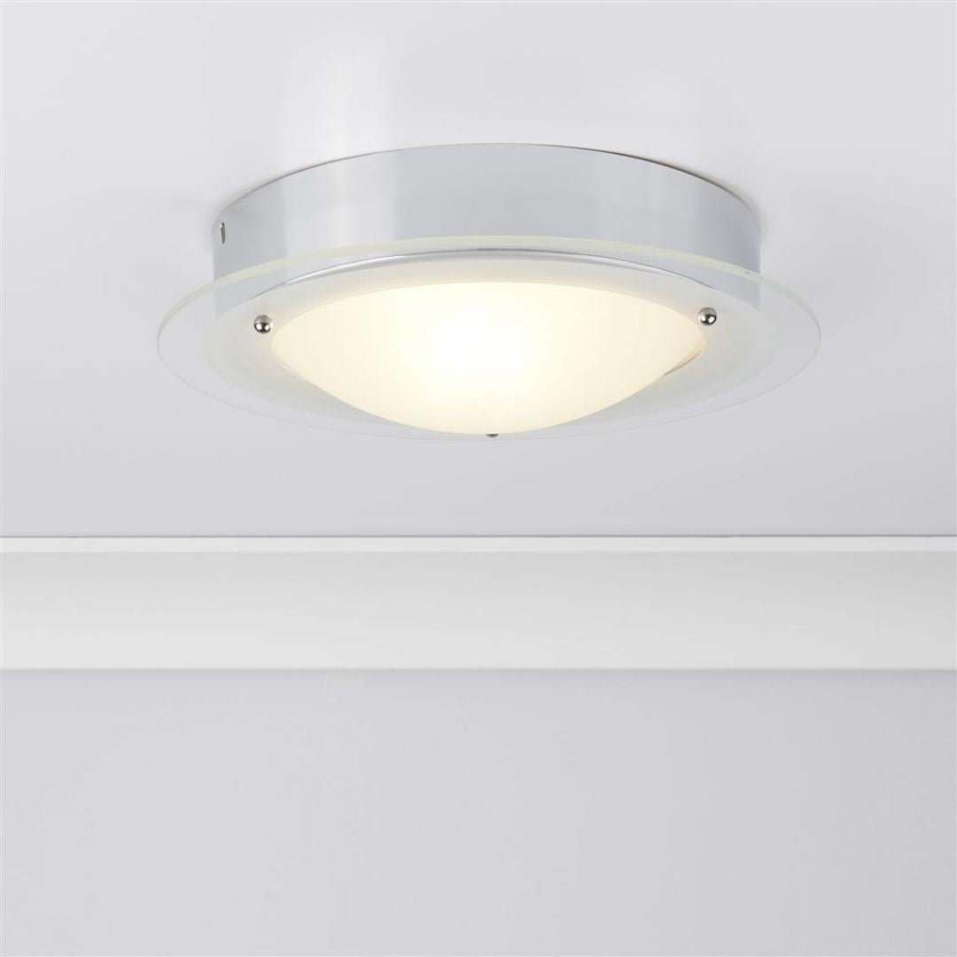 Flush Bathroom Ceiling Light Polished Chrome 30cm