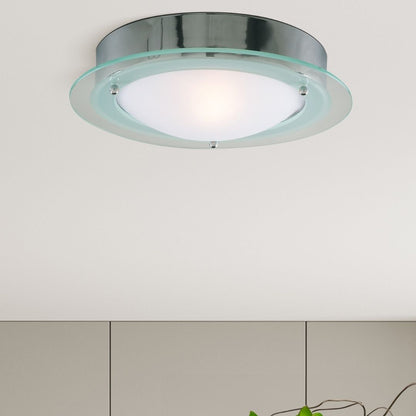Flush Bathroom Ceiling Light Polished Chrome 30cm