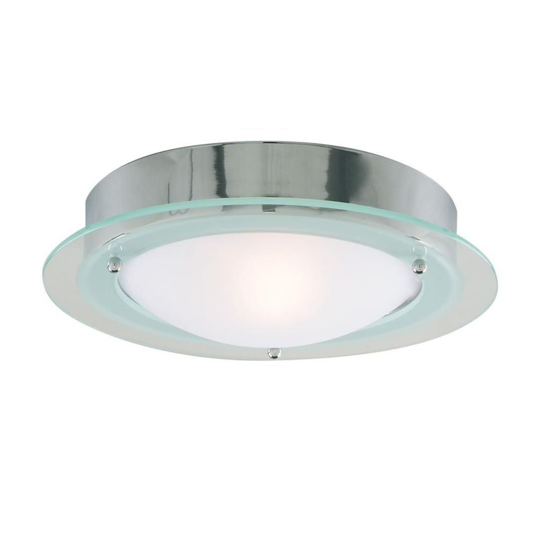 Flush Bathroom Ceiling Light Polished Chrome 30cm