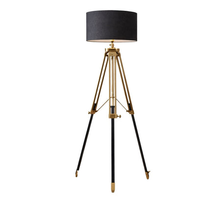 Port Antique Brass and Black Tripod Floor Lamp