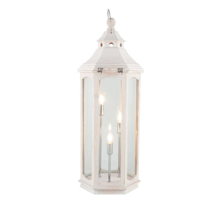 Adeline 3 Light White Wash 95cm Lantern Floor Lamp
