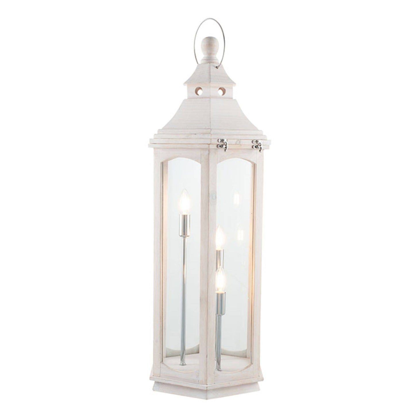 Adeline 3 Light White Wash 95cm Lantern Floor Lamp