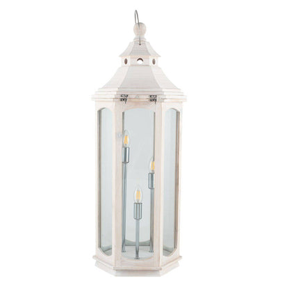 Adeline 3 Light White Wash 95cm Lantern Floor Lamp
