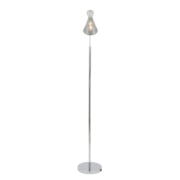 Monroe Smoked Glass & Silver Task Floor Lamp