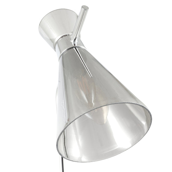 Monroe Smoked Glass & Silver Task Floor Lamp