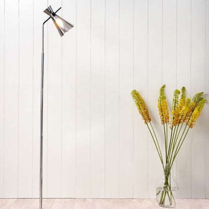 Monroe Smoked Glass & Silver Task Floor Lamp