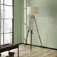 Port 202cm Tripod Floor Lamp Wood Satin Nickel