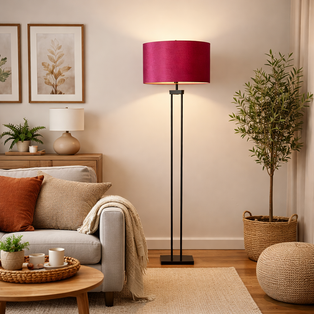 Langston Black and Magenta Floor Lamp