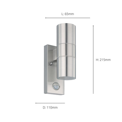 Riga 2-Light Silver LED Outdoor Wall Light