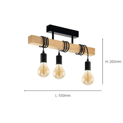 Townshend 3 Light Wooden Ceiling Light