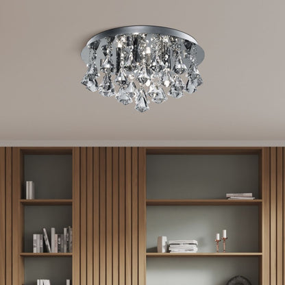 Hanna 4 Light Chrome & Crystal Flush Ceiling Light