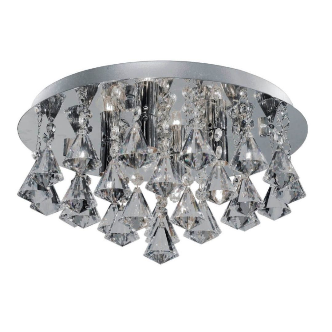 Hanna 4 Light Chrome & Crystal Flush Ceiling Light