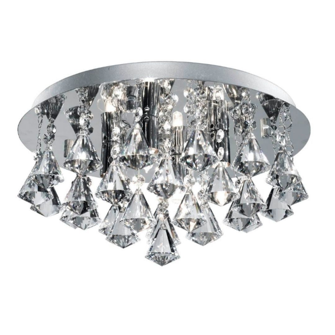 Hanna 4 Light Chrome & Crystal Flush Ceiling Light