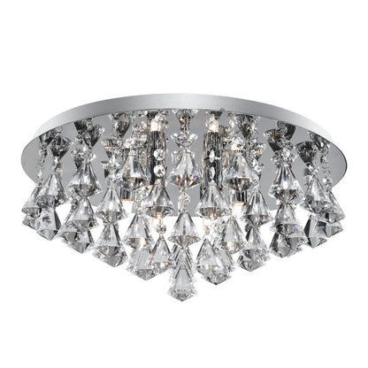 Hanna 6 Light Chrome & Crystal Flush Ceiling Light