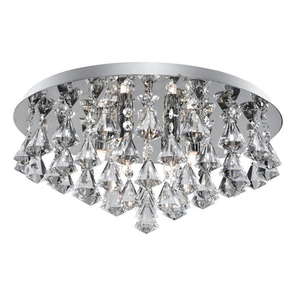 Hanna 8 Light Chrome & Crystal Flush Ceiling Light