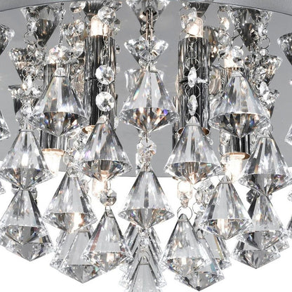 Hanna 8 Light Chrome & Crystal Flush Ceiling Light