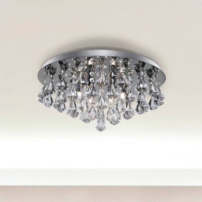 Hanna 8 Light Chrome & Crystal Flush Ceiling Light