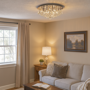 Hanna 8 Light Chrome & Crystal Flush Ceiling Light