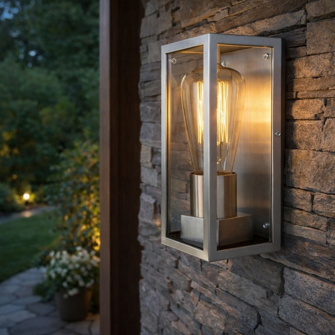 Dallas Satin Silver Bathroom/Outdoor Wall Light IP44