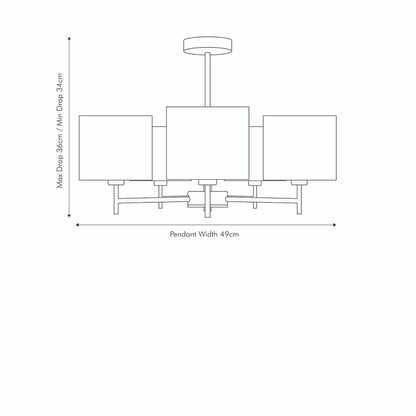 Plaza 5 Light Semi Flush Ceiling Light