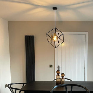Alessio Matte Black and Gold Cube LED Pendant Ceiling Light