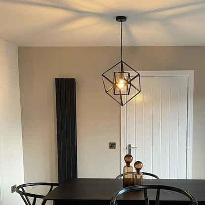 Alessio Matte Black and Gold Cube LED Pendant Ceiling Light