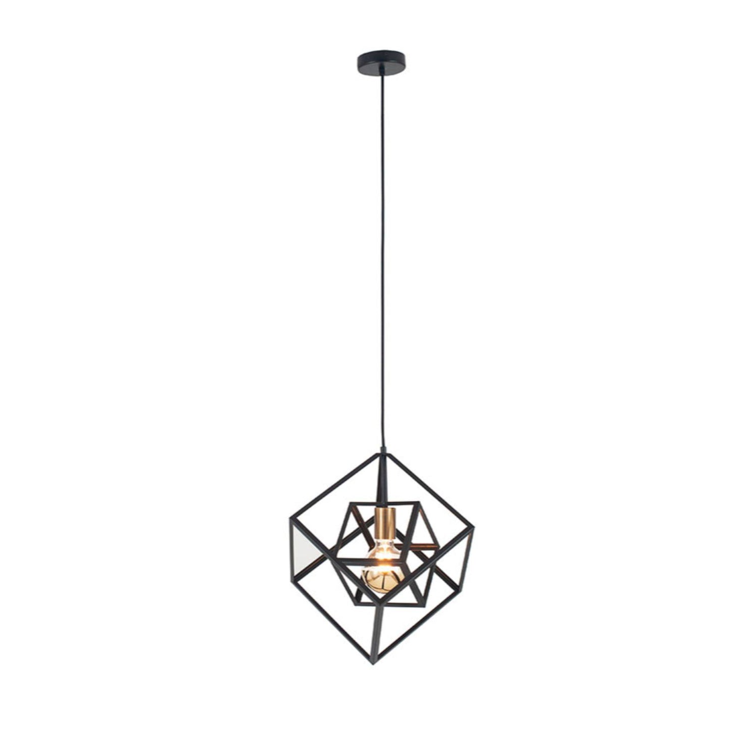 Alessio Matte Black and Gold Cube LED Pendant Ceiling Light