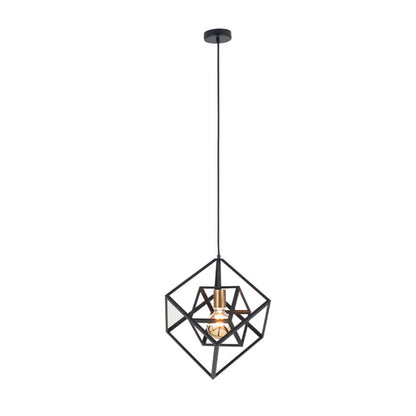 Alessio Matte Black and Gold Cube LED Pendant Ceiling Light