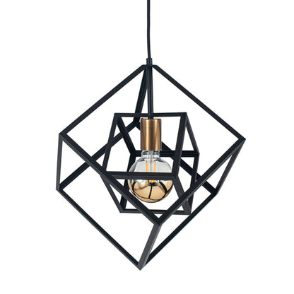 Alessio Cube Matt Black and Gold Pendant Ceiling Light