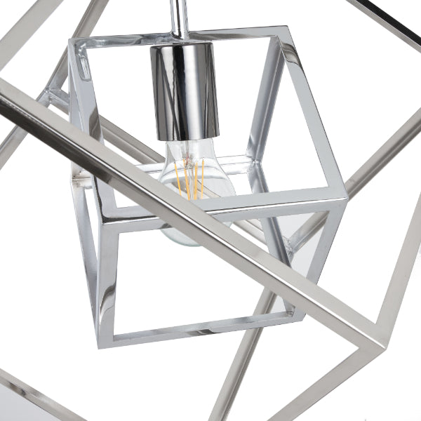 Alessio Nickel Metal Cube Pendant Ceiling Light