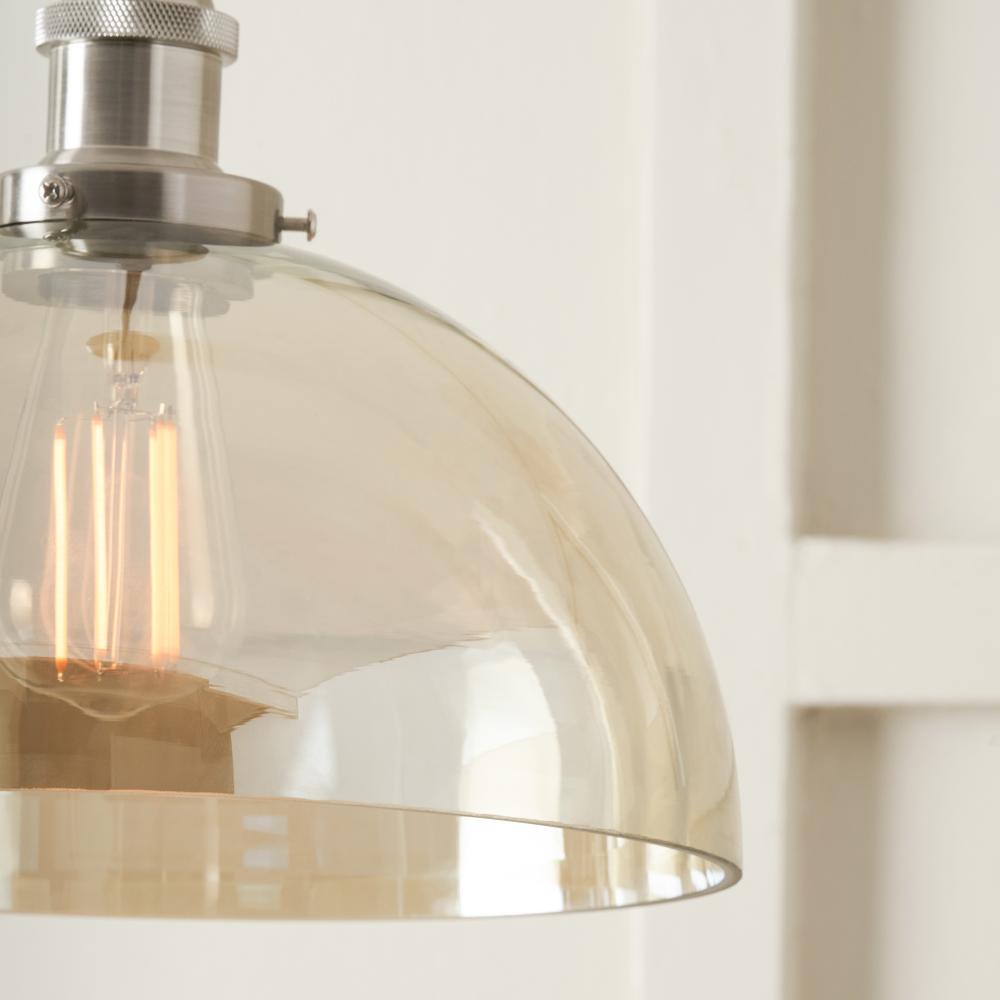 Cecilia Antique Silver and Lustre Glass Dome Ceiling Pendant