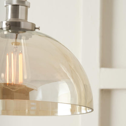 Cecilia Antique Silver and Lustre Glass Dome Ceiling Pendant