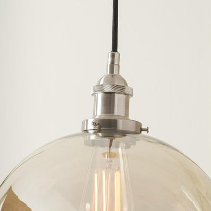 Cecilia Antique Silver and Lustre Glass Dome Ceiling Pendant