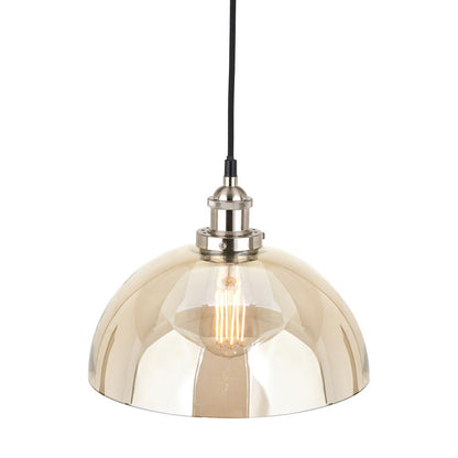 Cecilia Antique Silver and Lustre Glass Dome Ceiling Pendant
