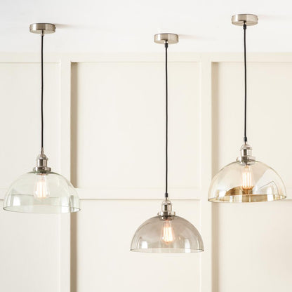 Cecilia Antique Silver and Lustre Glass Dome Ceiling Pendant