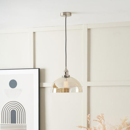 Cecilia Antique Silver and Lustre Glass Dome Ceiling Pendant