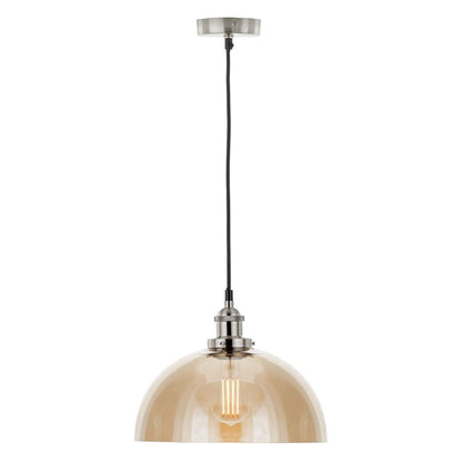 Cecilia Antique Silver and Lustre Glass Dome Ceiling Pendant