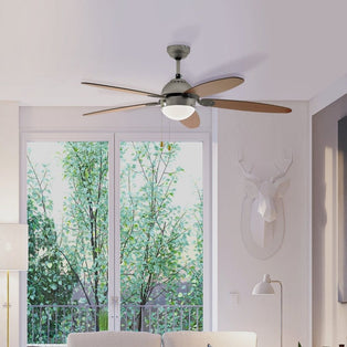 Susale Nickel & Wood Ceiling Fan Light