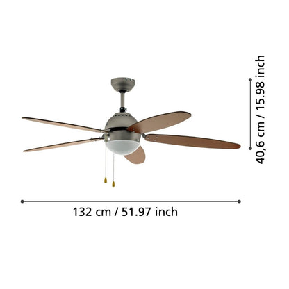 Susale Nickel & Wood Ceiling Fan Light