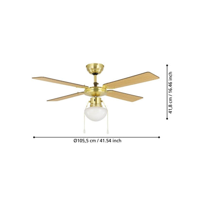 Fortaleza Bronze & Wood Ceiling Fan Light
