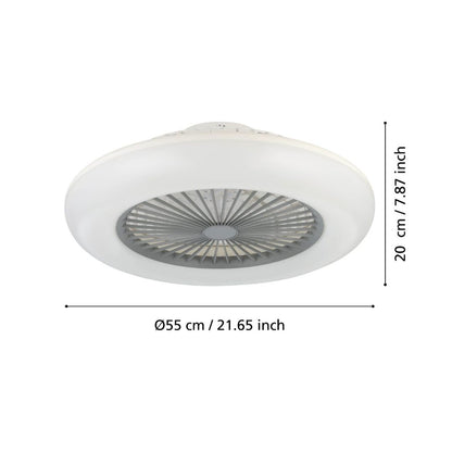 Sayulita White & Grey LED Ceiling Fan Light Large