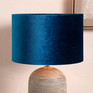 Bow 30cm Saphire Blue Velvet Cylinder Shade