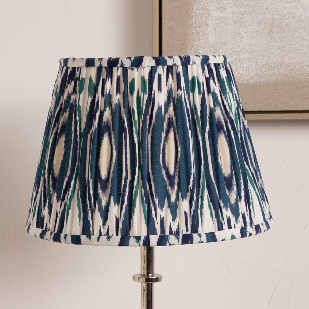 Izara 40cm Blue Ikat Pleated Tapered Shade